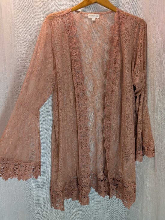 Full Circle Trends Sweaters - Full Circle Trends Lace Sheer Duster Kimono Cardigan Size 1X
